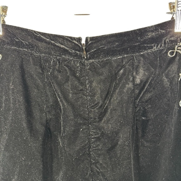 Sage The Label Zella Embroidered Velvet Wide Leg Pants, Black/White, Size Small - Picture 8 of 13